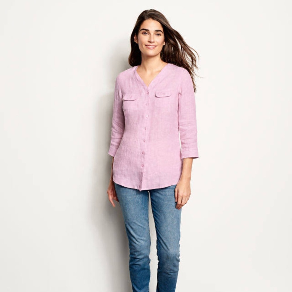 Orvis Women's Lightweight Linen Three-Quarter-Sleeved Shirt Size Medium